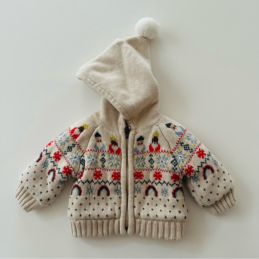 Hanna Andersson 50 Baby 0-3 Months Gnom Hooded Sherpa Jacket Zip Christmas